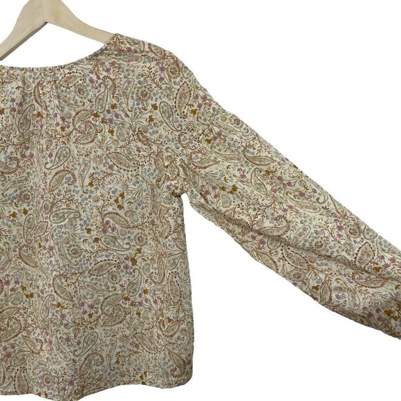 ANA A New Approach X-Small Peasant Botanical Top Boho V-Neck Cotton Rayon Womens - Picture 15 of 15